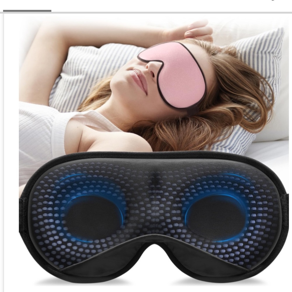 3D No-Pressure Sleep Mask for Eyelash & Light-Blocking Pink/Black Adult OS.